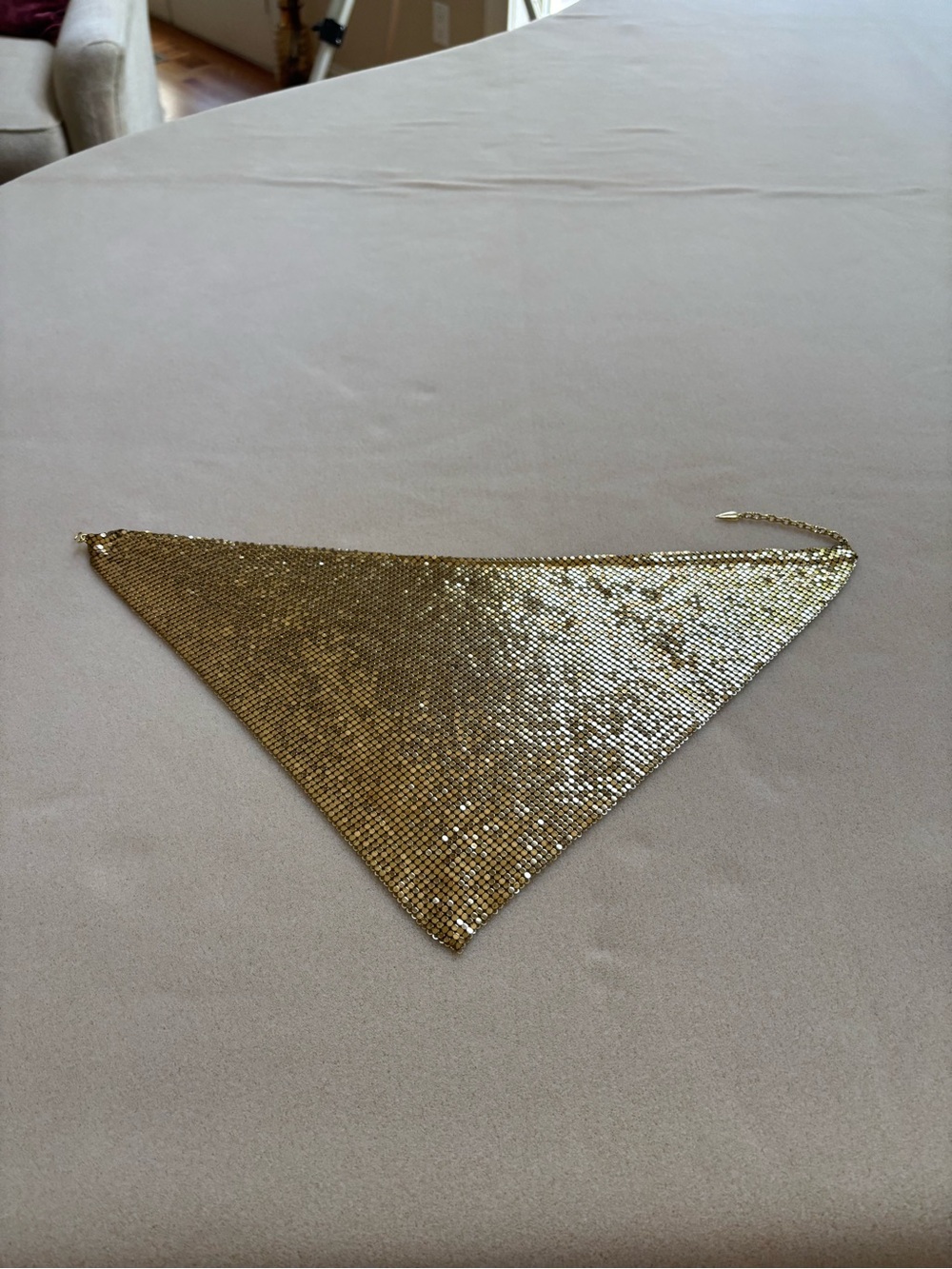 Whiting & Davis Gold Sequin Triangle Scarf